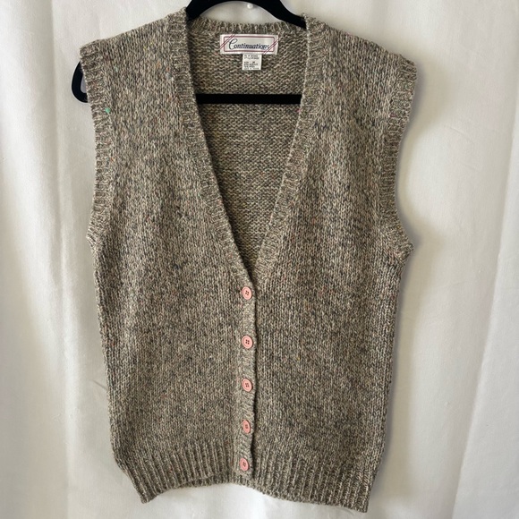 Continuations Sweaters - Vintage Continuations Women's Gray Sweater Vest Wool Blend Sz. M